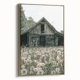 Vintage Farmhouse Wall Art: Rustic Barn with Dandelion Meadow