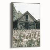 Vintage Farmhouse Wall Art: Rustic Barn with Dandelion Meadow