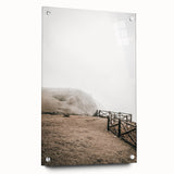 Farmhouse Wall Art: Rustic Fence on Misty Hillside Landscape Décor