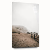 Farmhouse Wall Art: Rustic Fence on Misty Hillside Landscape Décor