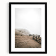 Farmhouse Wall Art: Rustic Fence on Misty Hillside Landscape Décor