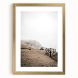 Farmhouse Wall Art: Rustic Fence on Misty Hillside Landscape Décor