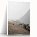 Farmhouse Wall Art: Rustic Fence on Misty Hillside Landscape Décor