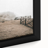 Farmhouse Wall Art: Rustic Fence on Misty Hillside Landscape Décor