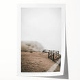 Farmhouse Wall Art: Rustic Fence on Misty Hillside Landscape Décor