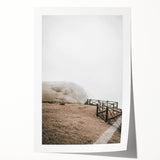 Farmhouse Wall Art: Rustic Fence on Misty Hillside Landscape Décor