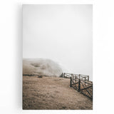 Farmhouse Wall Art: Rustic Fence on Misty Hillside Landscape Décor