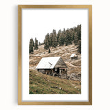 Farmhouse Wall Art: Rustic Cabin in Mountain Landscape Décor