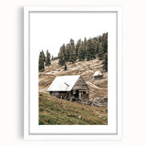 Farmhouse Wall Art: Rustic Cabin in Mountain Landscape Décor