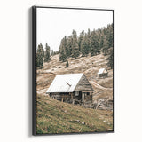 Farmhouse Wall Art: Rustic Cabin in Mountain Landscape Décor