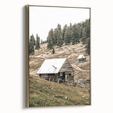 Farmhouse Wall Art: Rustic Cabin in Mountain Landscape Décor