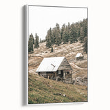Farmhouse Wall Art: Rustic Cabin in Mountain Landscape Décor