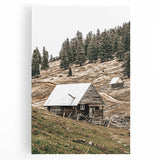 Farmhouse Wall Art: Rustic Cabin in Mountain Landscape Décor
