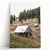 Farmhouse Wall Art: Rustic Cabin in Mountain Landscape Décor