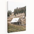 Farmhouse Wall Art: Rustic Cabin in Mountain Landscape Décor
