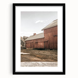 Farmhouse Wall Art: Rustic Red Barn with Metal Roof Country Décor