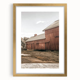 Farmhouse Wall Art: Rustic Red Barn with Metal Roof Country Décor