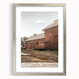 Farmhouse Wall Art: Rustic Red Barn with Metal Roof Country Décor
