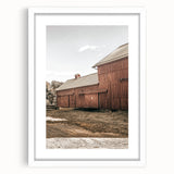 Farmhouse Wall Art: Rustic Red Barn with Metal Roof Country Décor