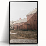 Farmhouse Wall Art: Rustic Red Barn with Metal Roof Country Décor