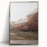 Farmhouse Wall Art: Rustic Red Barn with Metal Roof Country Décor