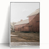 Farmhouse Wall Art: Rustic Red Barn with Metal Roof Country Décor