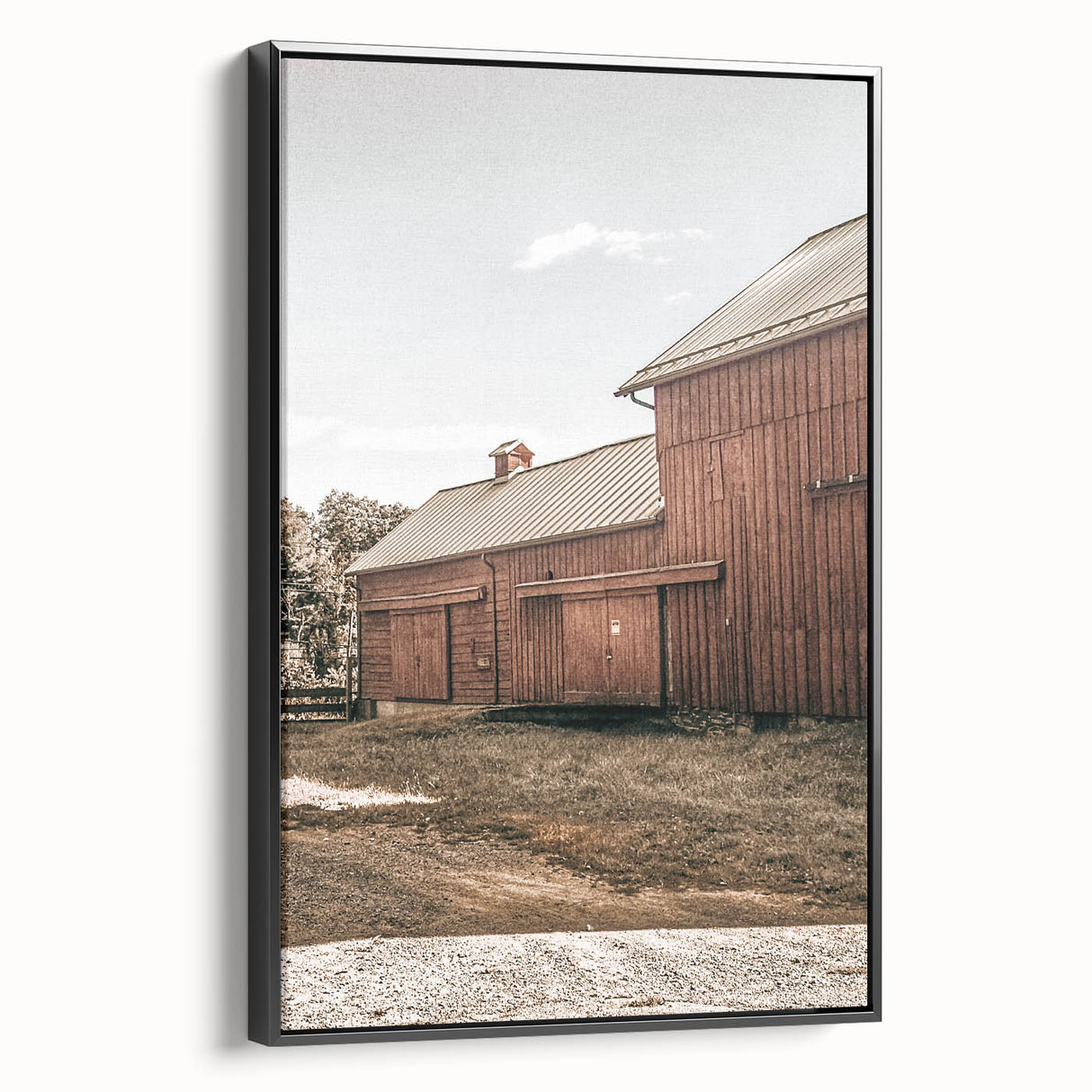 Farmhouse Wall Art: Rustic Red Barn with Metal Roof Country Décor