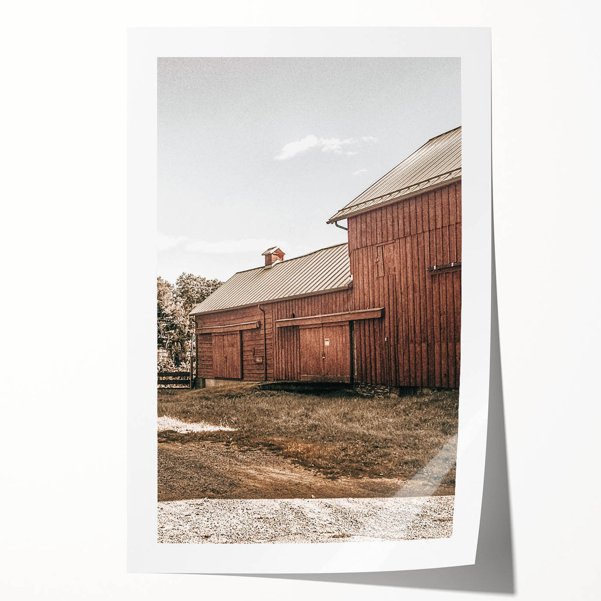 Farmhouse Wall Art: Rustic Red Barn with Metal Roof Country Décor