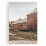 Farmhouse Wall Art: Rustic Red Barn with Metal Roof Country Décor