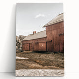 Farmhouse Wall Art: Rustic Red Barn with Metal Roof Country Décor