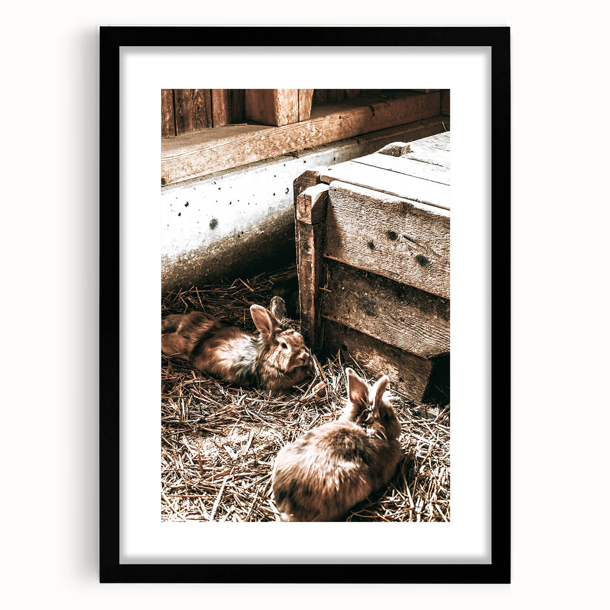 Farmhouse Wall Art: Cozy Rabbits in Rustic Barn Décor