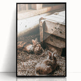 Farmhouse Wall Art: Cozy Rabbits in Rustic Barn Décor