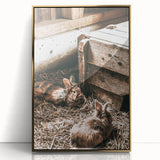 Farmhouse Wall Art: Cozy Rabbits in Rustic Barn Décor