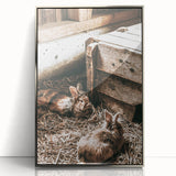 Farmhouse Wall Art: Cozy Rabbits in Rustic Barn Décor