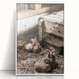 Farmhouse Wall Art: Cozy Rabbits in Rustic Barn Décor
