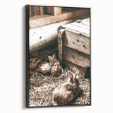 Farmhouse Wall Art: Cozy Rabbits in Rustic Barn Décor