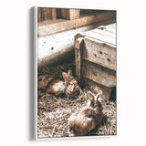 Farmhouse Wall Art: Cozy Rabbits in Rustic Barn Décor