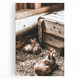 Farmhouse Wall Art: Cozy Rabbits in Rustic Barn Décor