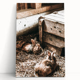 Farmhouse Wall Art: Cozy Rabbits in Rustic Barn Décor