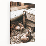 Farmhouse Wall Art: Cozy Rabbits in Rustic Barn Décor
