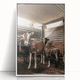 Farmhouse Wall Art: Rustic Barn with Goats and Sheep Country Décor