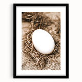 Farmhouse Wall Art: Rustic Egg in Straw Nest Country Décor