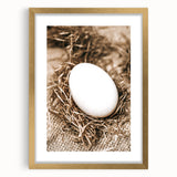 Farmhouse Wall Art: Rustic Egg in Straw Nest Country Décor