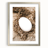Farmhouse Wall Art: Rustic Egg in Straw Nest Country Décor