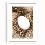 Farmhouse Wall Art: Rustic Egg in Straw Nest Country Décor
