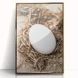 Farmhouse Wall Art: Rustic Egg in Straw Nest Country Décor