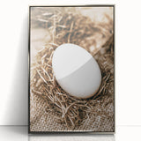 Farmhouse Wall Art: Rustic Egg in Straw Nest Country Décor