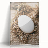 Farmhouse Wall Art: Rustic Egg in Straw Nest Country Décor
