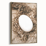 Farmhouse Wall Art: Rustic Egg in Straw Nest Country Décor