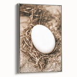 Farmhouse Wall Art: Rustic Egg in Straw Nest Country Décor